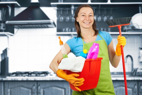 Cleaning products stored and handled safely