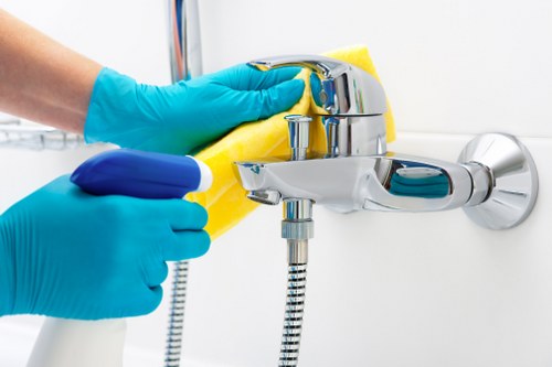 Waste handling and safety compliance during a cleaning service